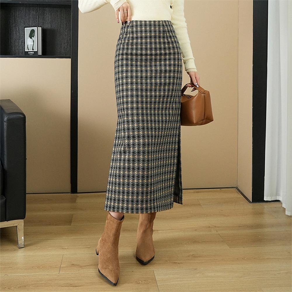 Women's High Waist Pencil Midi Skirt High Waist Straight Midi Skirt
