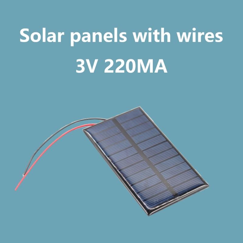 3.0V 220MA Solar Panel with Wire Dripping Glues Plate Solar Epoxy Panel Polysilicon Board Solar System Module Enduring
