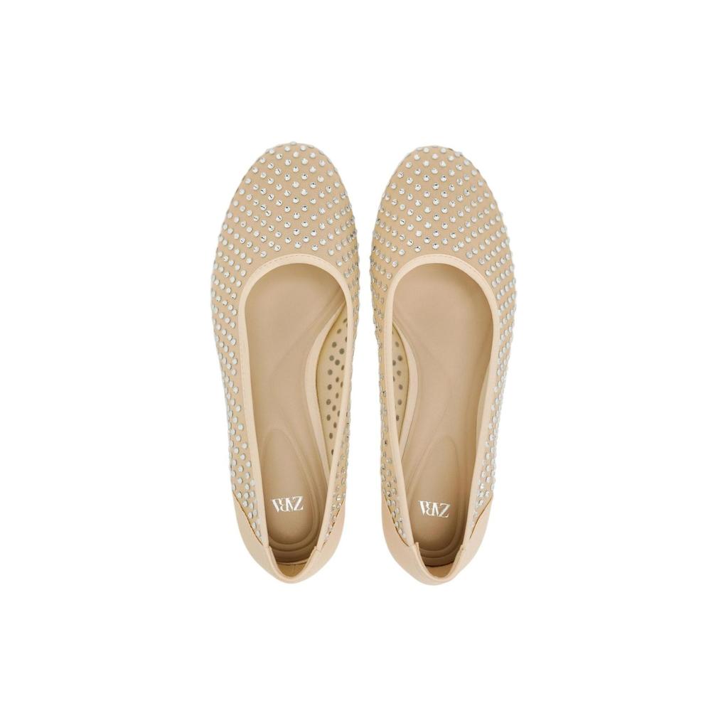 Zara Ballet Style Casual Flats With Bright Details Women Flats Brown 13538310098