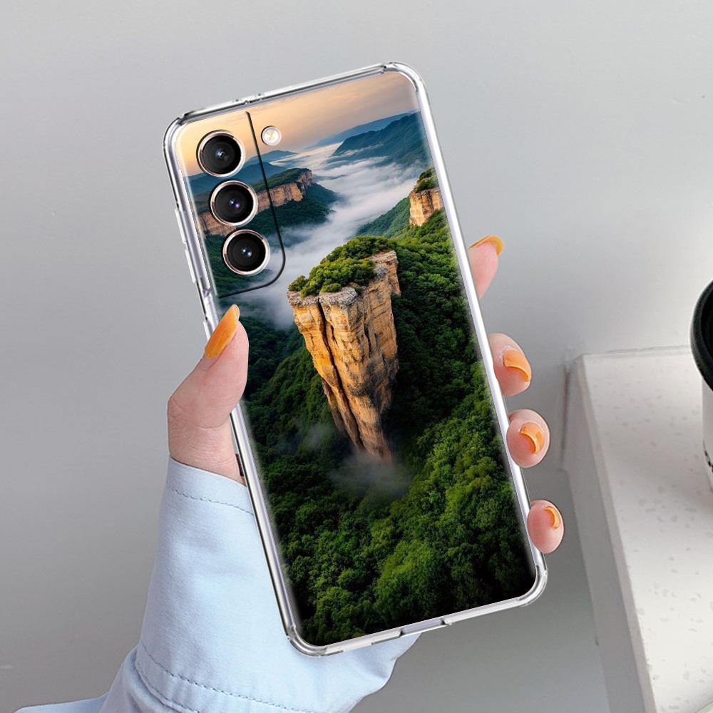 Phone Case For Samsung Galaxy S26 S25 S24 S23 S22 Ultra S20 S21 FE 5G Plus Soft Clear Cover Mountain Peaks Landscape