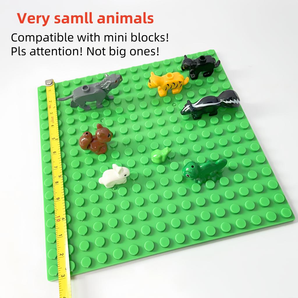 8pcs Forest Animals Asst MOC Building Blocks Set DIY Toys Wolf Skunk Tiger Leopard Squirrel Lizard Rabbit Frog Model Bricks