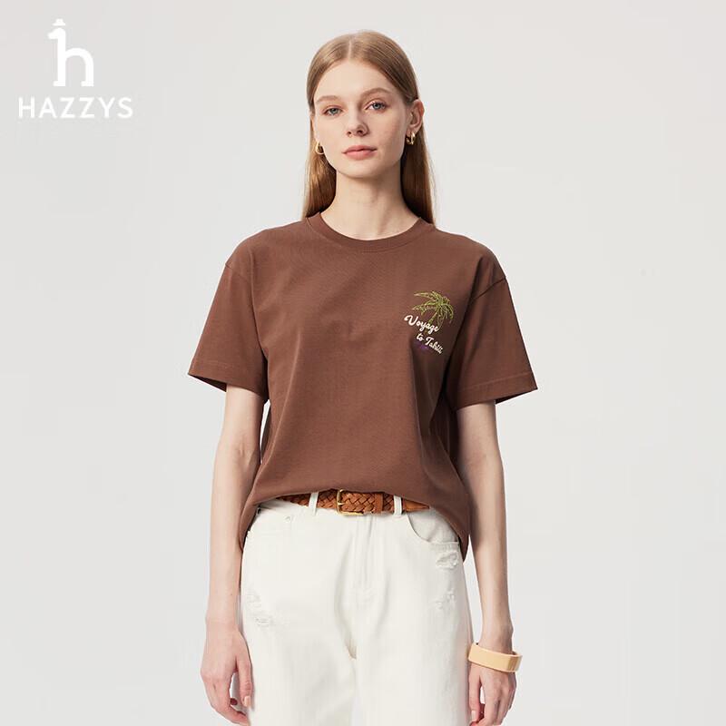 HAZZYS Women's Summer Embroidered Letter Graphic T-Shirt