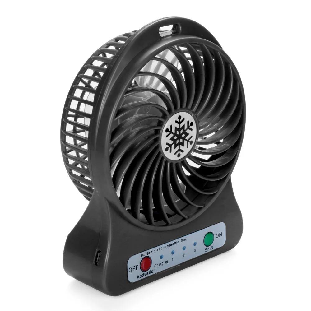 Portable Rechargeable LED Light Fan Cooler Mini Desk USB 18650 Battery Fan Box Fan Air Cooling Fan Fan for Stroller Table Fan