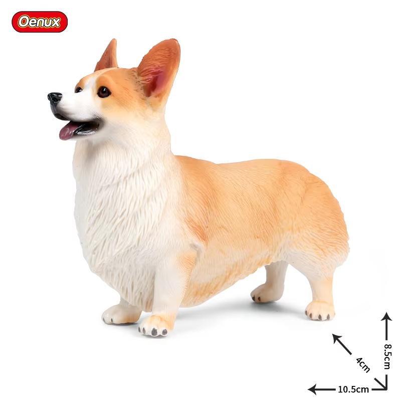 Oenux New Farm Dogs Pet Figurines Rottweiler Collie Huskie Bulldog Schnauzer Model Action Figures Cute Home Decoration Kids Toy