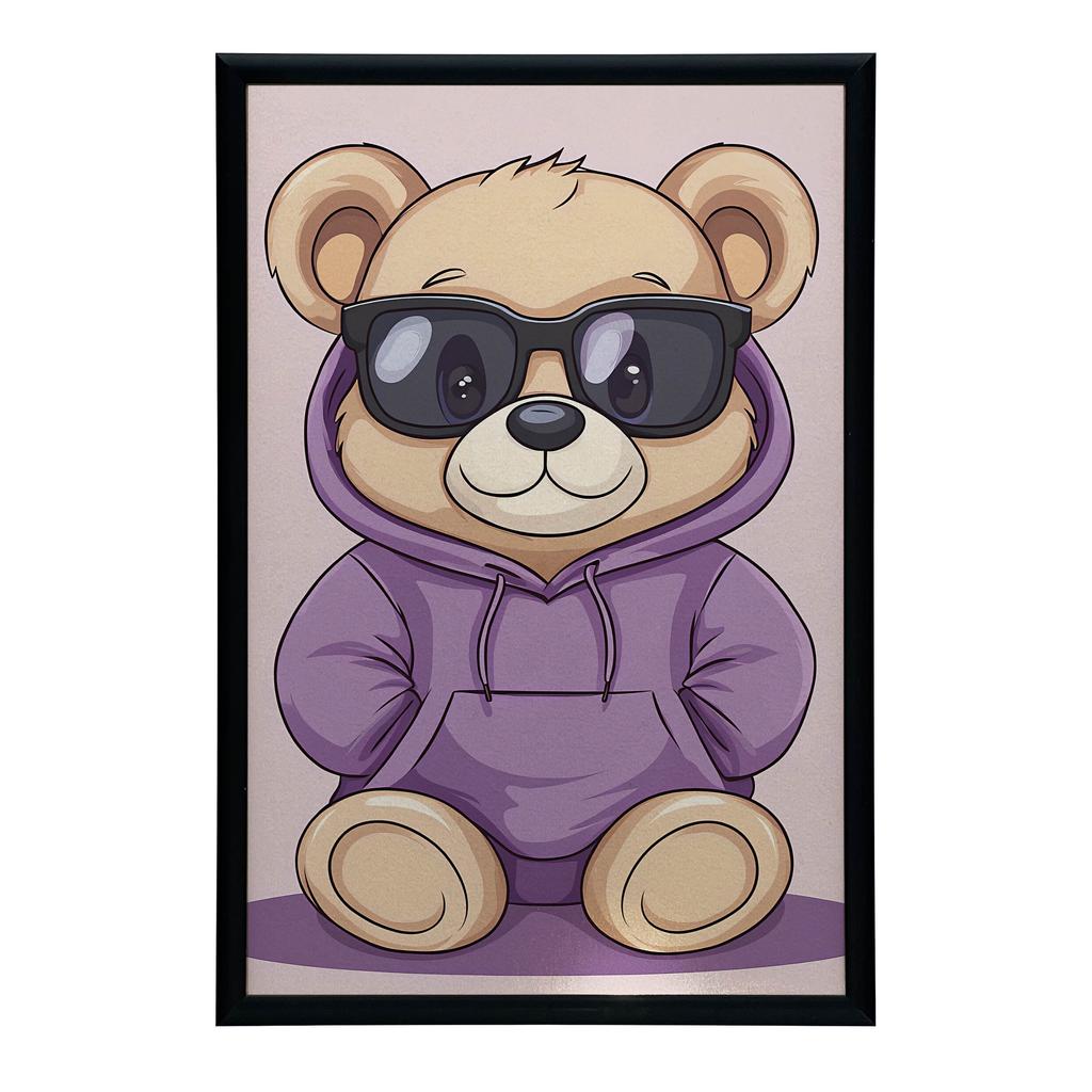 Plakat Miś W Fioletowym Hoodie Plakat Miś W Fioletowym Hoodie, 70X100 Cm, Bez Ramy, Płótno Premium Na Blejtramie