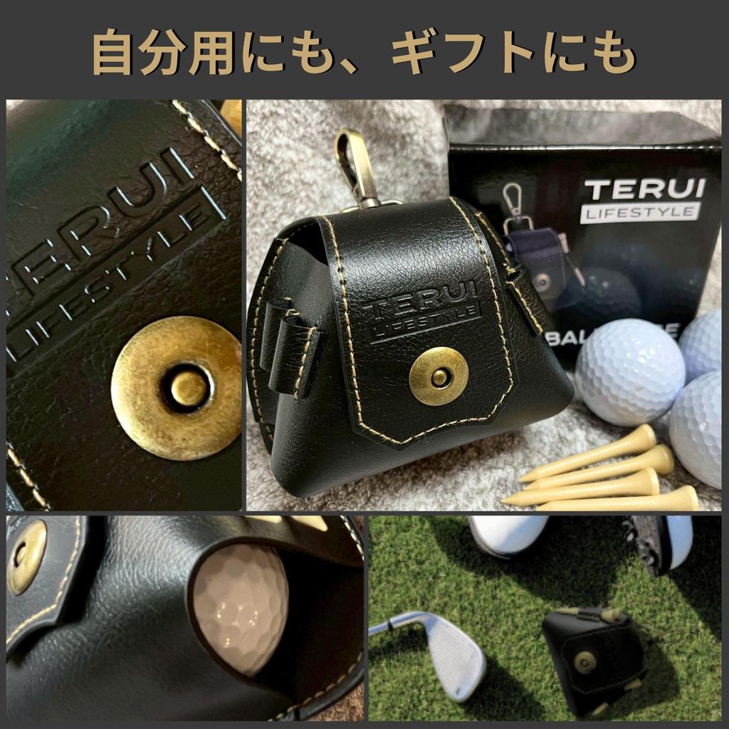 TERUI Lifestyle Golf Ball Holds 3 Golf Ball Magnetic PU Leather Case, Balls, Men's Pouch, Holder, Belt, Closure, (Camel)