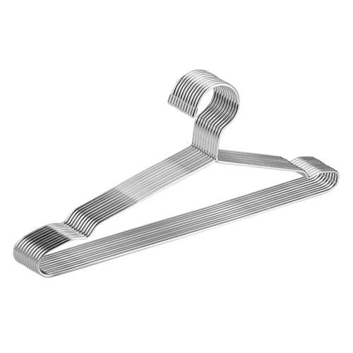 AYO Stainless Steel Hangers, Set of 10, Laundry Storage, Durable, Stylish, Non-Slip, Rust-Resistant, Bend-Resistant, Slim, Thin, Lightweight, Silver,