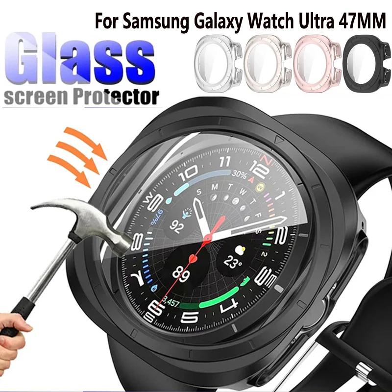 Watch Case+Glass For Samsung Galaxy Watch Ultra 47mm Protective Screen Tempered Glass Film For Galaxy Watch 7 Ultra Bumper Cover