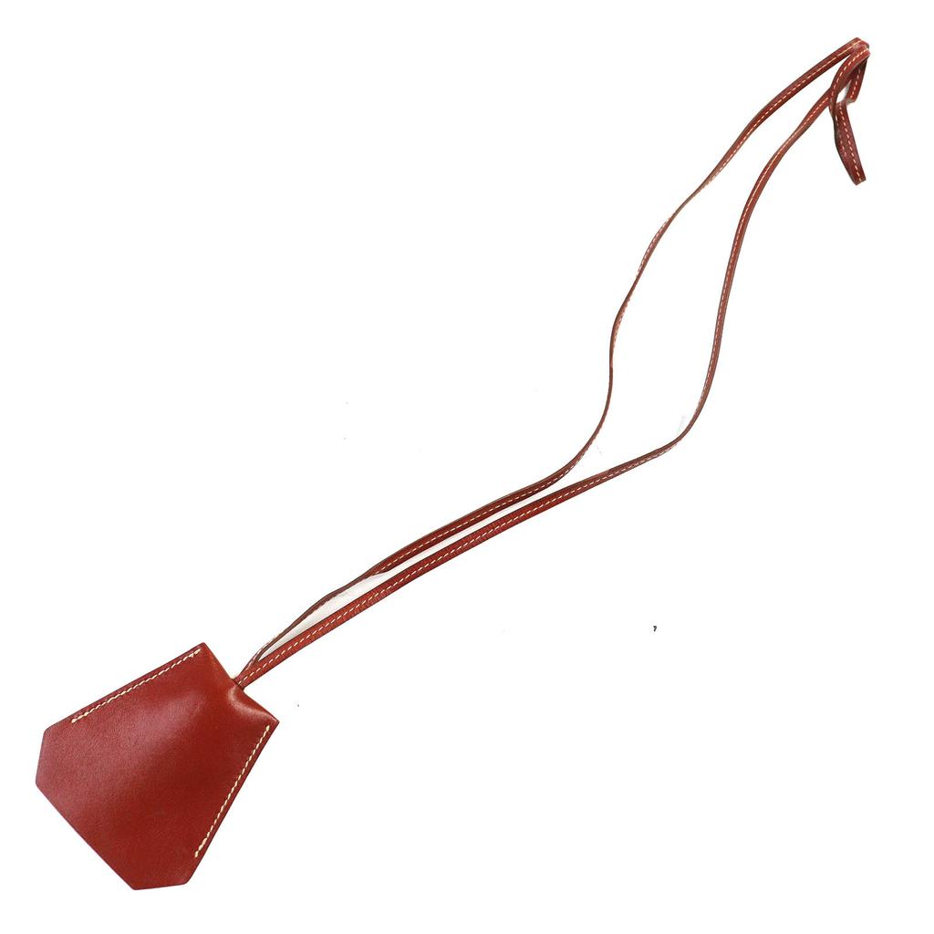 HERMES Margiela Leather Clochette Necklace Pendant Accessory Brown Women Used