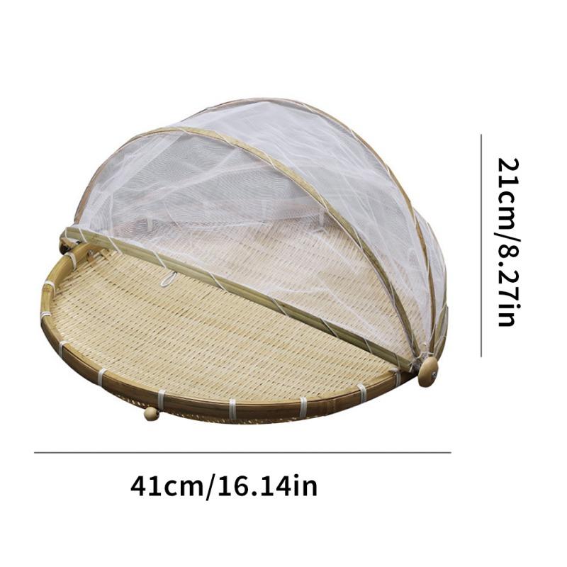 Round Dustpan Bamboo Woven Basket Drying Basket Home Use Steamed Bun Fruit Good Basket Vegetable Cover Fruit Vegetable Pasta Tray