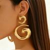 Minimalist Gold Color Oversized Swirl Earrings Abstract Statement Drop Earrings For Women Everyday & Edgy Casual Wear