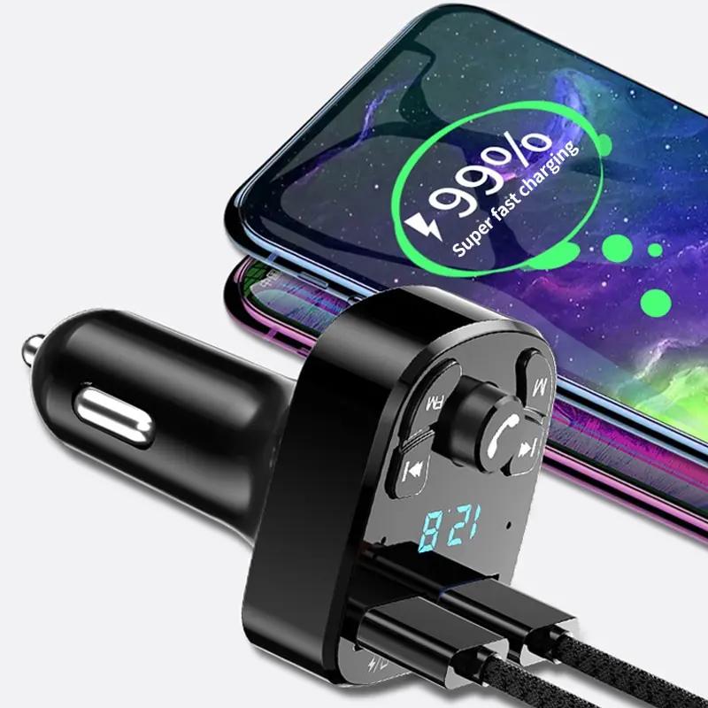 Kabelloses Car Kit Freisprecheinrichtung Dual USB Autoladegerät Bluetooth 5.0 FM Transmitter MP3 Musik Player Modulator Radio Adapter Autoladegerät