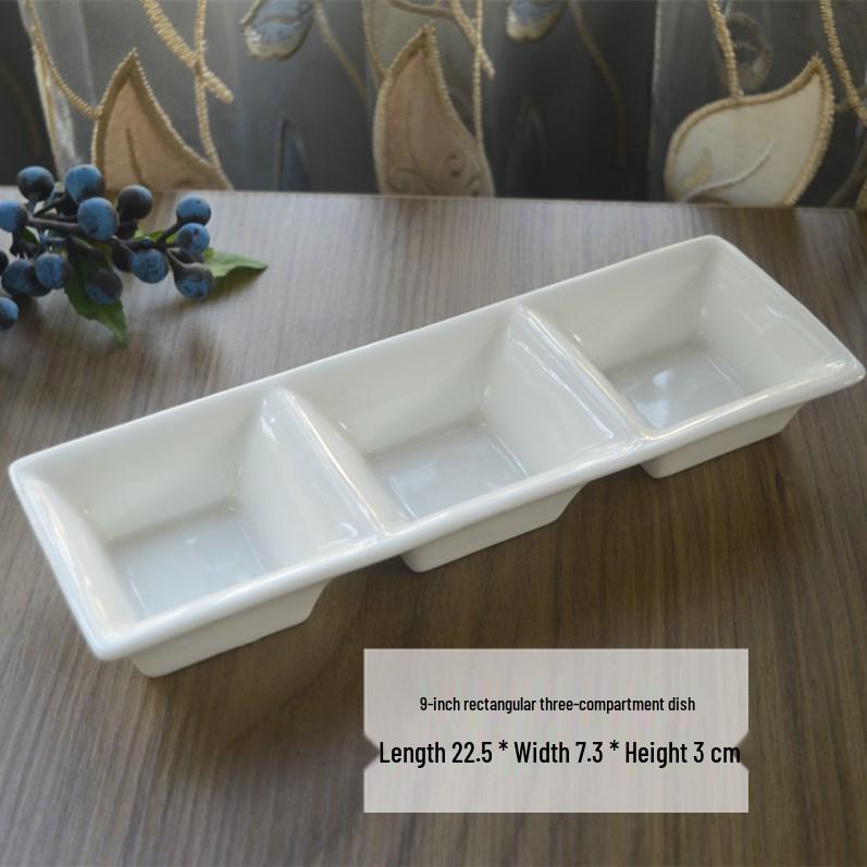 Multi-Compartment Ceramic Seasoning and Dipping Dishes for Soy Sauce, Vinegar, and Mustard