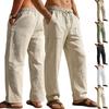 Men's Casual Cotton Linen Wide Leg Joggers Relaxed Fit Hip Hop Style