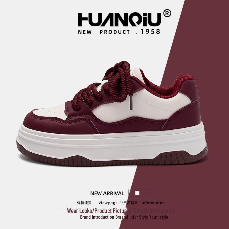 

Модные женские белые повседневные туфли в корейском стиле на толстой подошве 2024 года для ношения в любое время года 37 вино красного