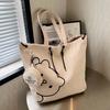 Canvas Bag for Autumn and Winter Women's Large Capacity Ins Wind Underarm Bag Printing Hand heeled Tote Shoulder Bag
