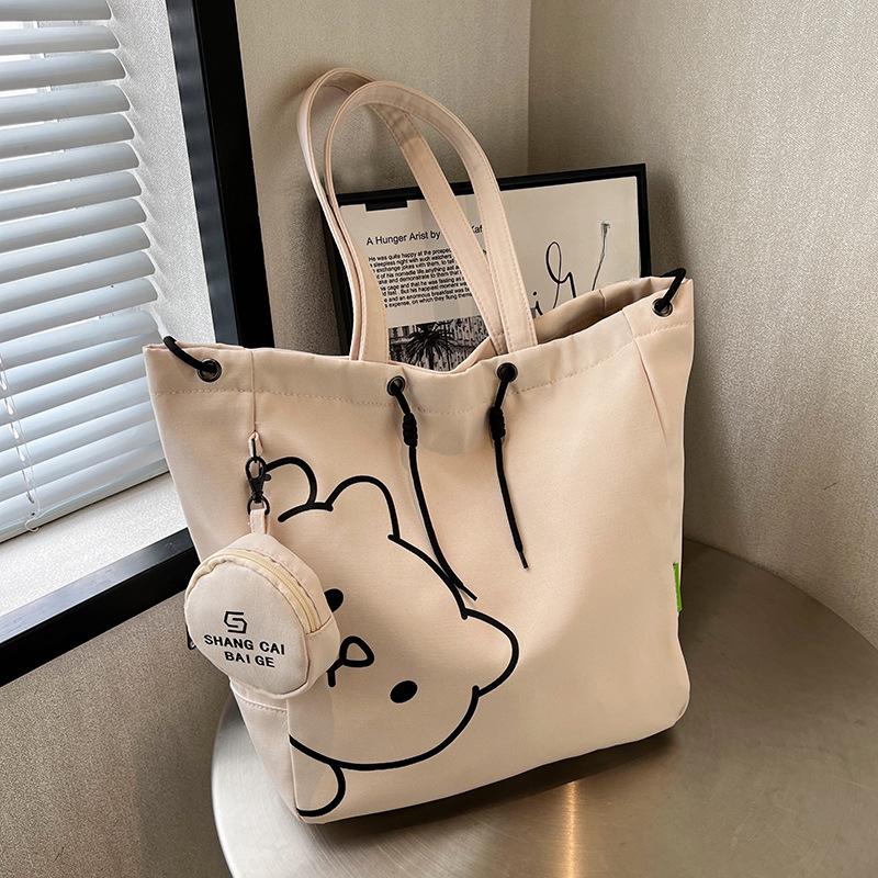 Canvas Bag for Autumn and Winter Women's Large Capacity Ins Wind Underarm Bag Printing Hand heeled Tote Shoulder Bag