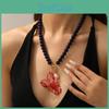 Lobster Pendant Necklace For Women With Geometric Animal Design And Artificial Pearl Beads