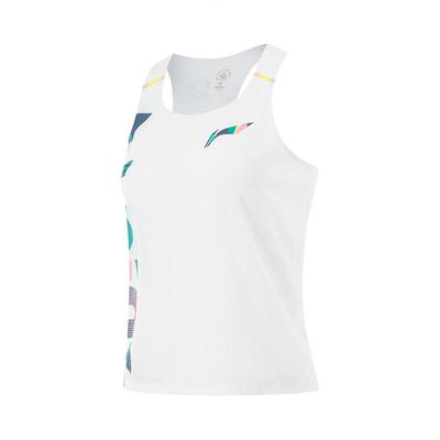 Li Ning Laufserie Bedrucktes Logo Rundhalsausschnitt Bequem Atmungsaktiv Schnelltrocknend Ärmellose Weste Damen Oberteile Standard-Weiß AAYU276-1