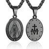 Retro Oval Virgin Mary Pendant Men's and Women's Medal Necklace Titanium Steel Jewelry