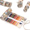 Boys Girls Large Capacity Roll Cute Cat Canvas Pencil Case Stationery Pouch Pen Bag Pencil Bags