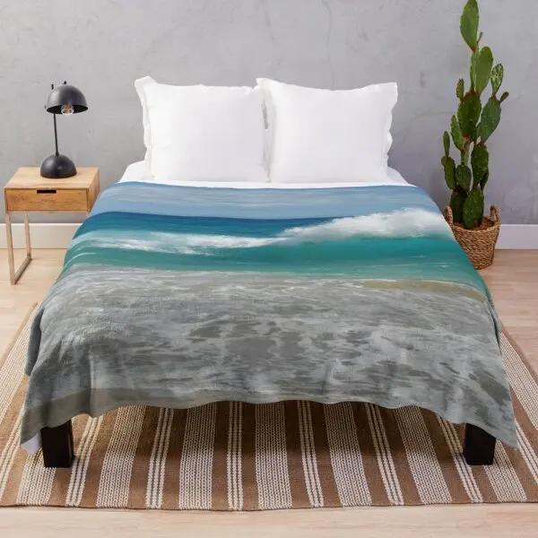 Beach Landscape Sunset Flannel Throw Blanket King Queen Size for Sofa Couch Bed Super Soft Warm Lightweight Good Gift for Teens