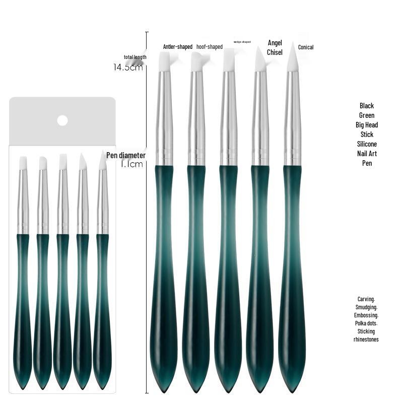 Gradient Handle Nail Art Brush Set: Painting & Flower Liner Gel Polish Pens.