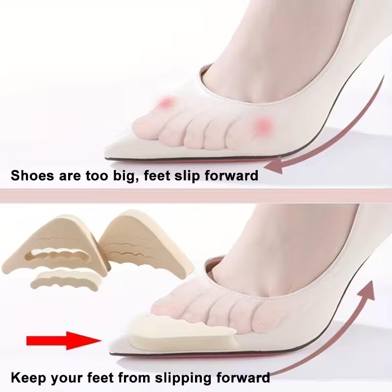 Soft Memory Foam Heel Inserts, 4pcs | Anti-Slip & Anti-Chafing Toe Pads for Heels, Beige & Black