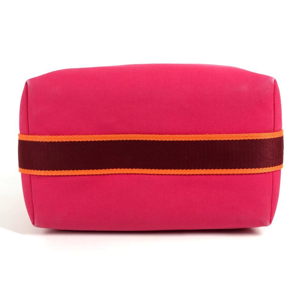 HERMES Bridea Black GM Bag pouch vanity bag H logo Hand Bag cotton hibiscus pink