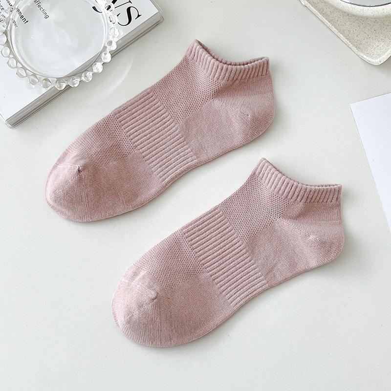 Summer Thin Pure Cotton Women's Socks, Summer Mesh Breathable Boneless Solid Color Pure Cotton Short Socks
