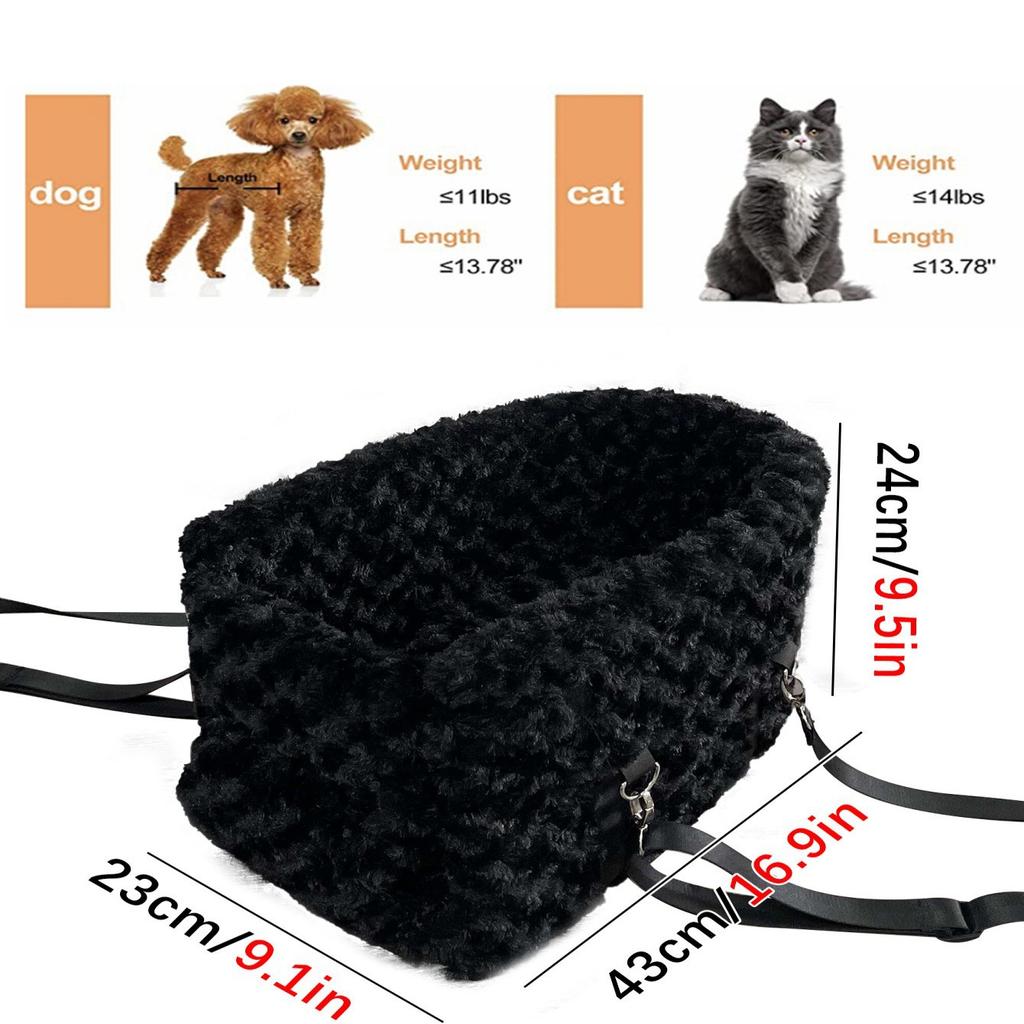 Pet Dog Car Seat Adjustable Straps Central Control Nonslip Dog Beds Safe Car Armrest Box Kennel Bed for for Medium Small Sized Puppy Cat Dog