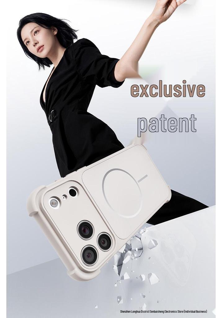 Magnetic iPhone 17 Pro Max Case with Square Airbag Anti-Fall & Integrated Lens Protector