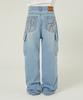 WAIKEI Parachute Cargo Washed Denim Pants Light Blue