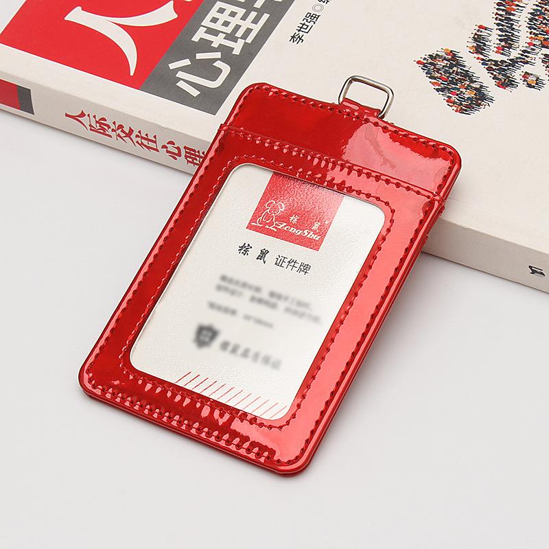 

Laser Glossy Buckle Business Work Card Holder Lanyard Multi Slot Card Sleeve Leather Access Control Cards Case Id Card Holder червоний