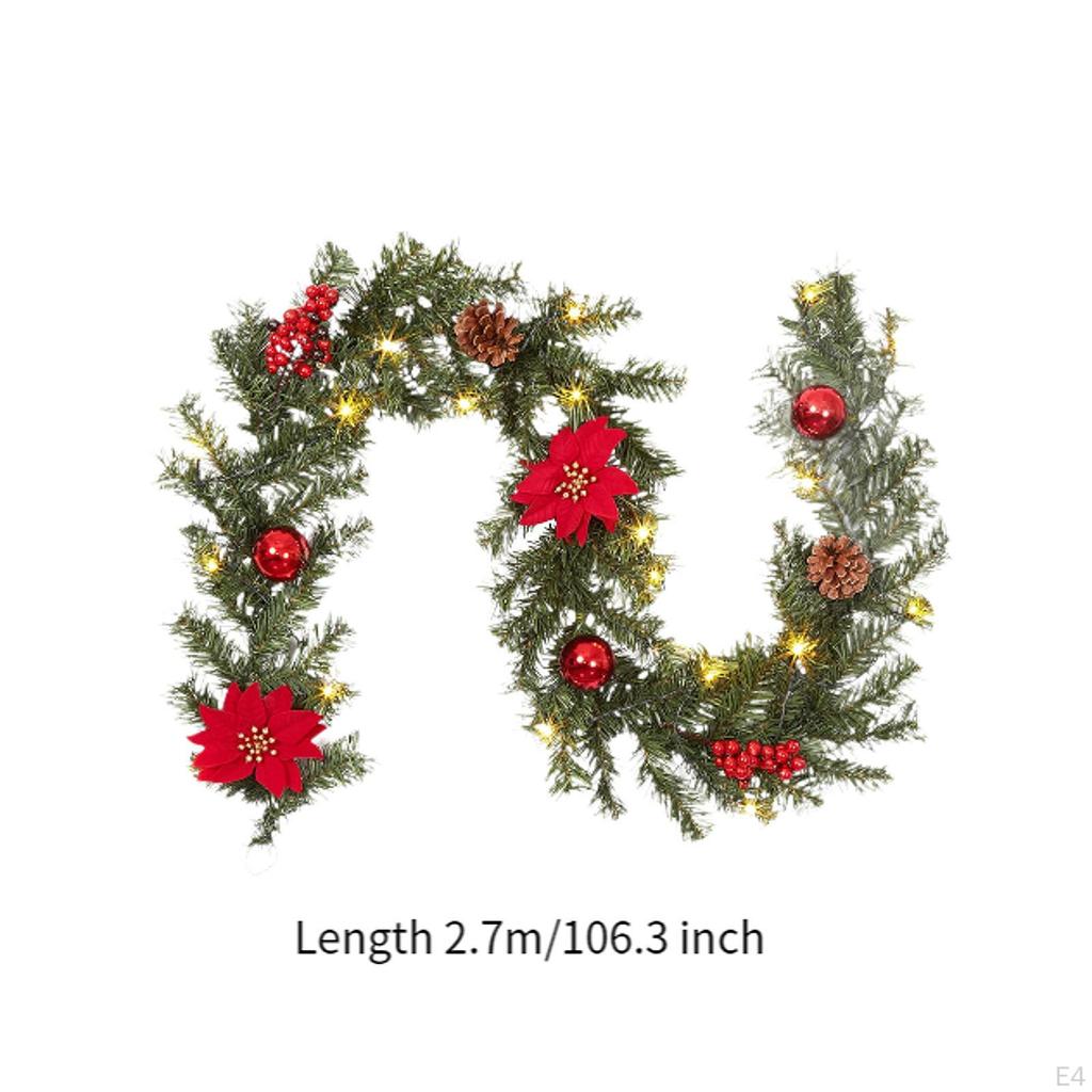 Christmas Garland Artificial Flowers Vine for Wreath Home Table Centerpieces