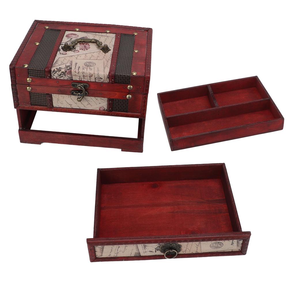 Large Jewelry Box Large Size Multi Layers Durable Wood PU Leather Vintage Design Vintage Jewelry Box for Jewelry Cards