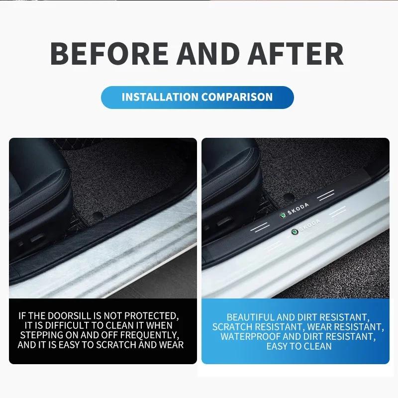4pcs Transparent Car Threshold Sticker Scratch Protector for Skoda Rapid Octavia Fabia Laura Superb 2 3 VRS Yeti Kodiaq Karoq knzh54