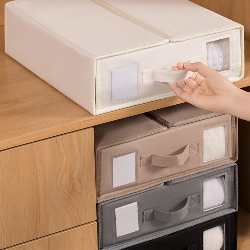 brown/beige/black/grey 1pc Foldable Bed sheet&curtain&Blanket storage box with Handle&zipper,High Capacity Bed sheet Storage Organizer.