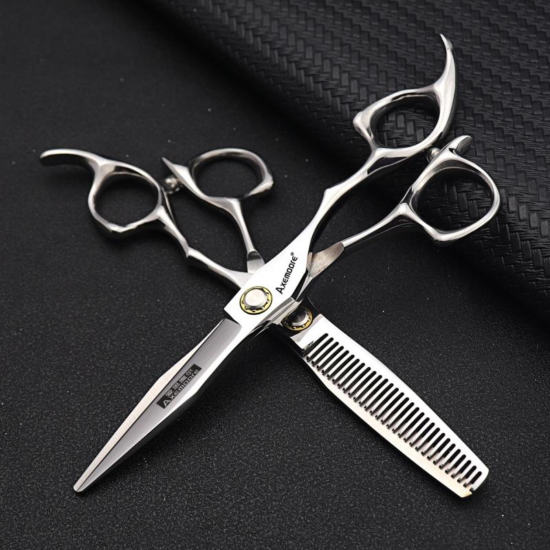 Hair Scissors Ergonomics Handle 9cr13 Steel 6-inch Hairdressing Cutting Scissors and Thinning Scissors Set
