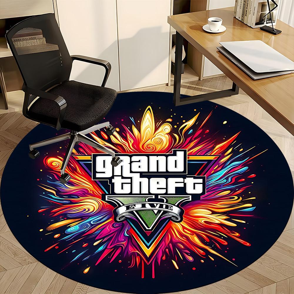 GTA V Office Round Area Rug,  Under Office Chairs Bedroom Living Room Home Decor a0908146