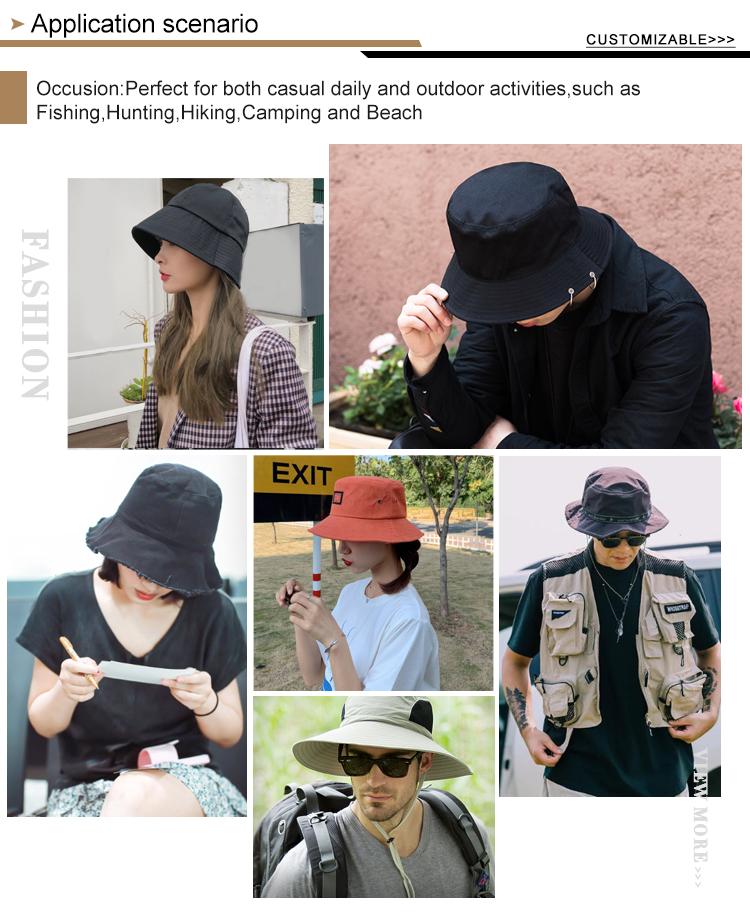 Custom Spring Summer Unisex Luxury Double Side Use Cotton Solid Color Custom Embroidered Bucket Hats