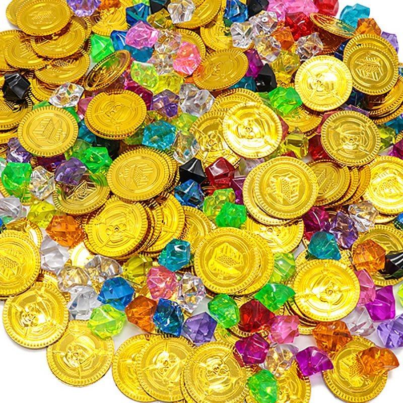 10 Stück Piraten Goldmünzen Plastik Goldmünzen Requisiten Spielzubehör Lustiges Spielzeug zum Spielen für Kinder Kinder Goldmünzen Requisiten (golden)