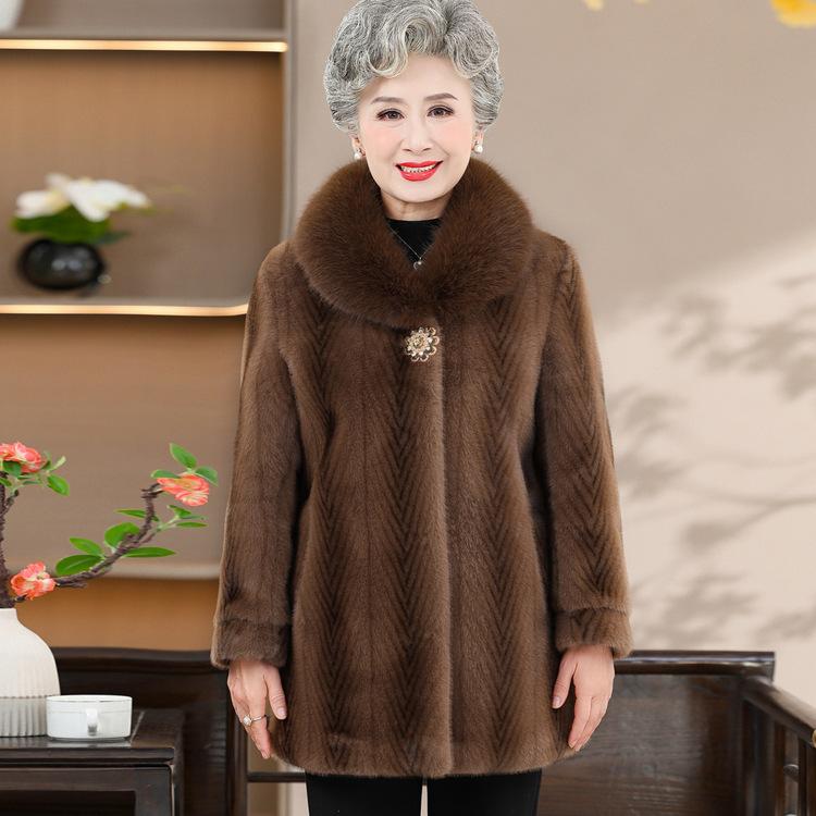 

Осень и Зима Новое Пальто для Мамы Бабушки Утолщенное Пальто Женское 5XL кофейный