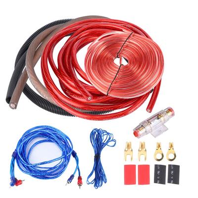 Car Audio Subwoofer Wire 4 Rail 2800W Power Amplifier Cable Audio Wiring Car Audio Subwoofer Amplifier Speaker Mounting Wire Cable Kit Fuse Suit