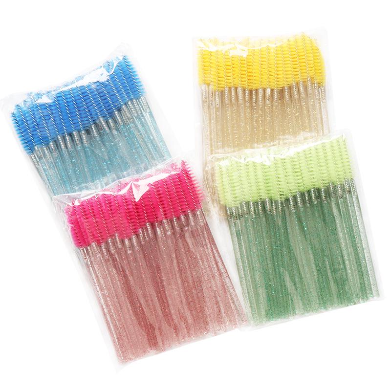 Eco-friendly Disposable Lash Brushes 50Pcs/Pack Crystal Glitter Spoolies Private Label Super Soft Nylon Fabric Eyelash 50 PCS/PACK чёрный