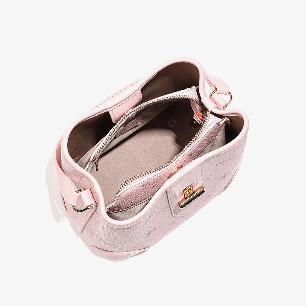 New Disney Strawberry Bear Series PVC Bucket Bag Handbag Women's Strawberry Pink/Cream White BMK-72626