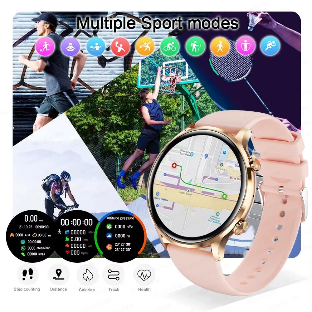 2025 Nou Ceas Smart cu GPS de Urmărire Femei Ecran AMOLED HD Ritm Cardiac Tensiune Arterială Apel BT IP68 Impermeabil Smartwatch Pentru Huawei Xiaomi