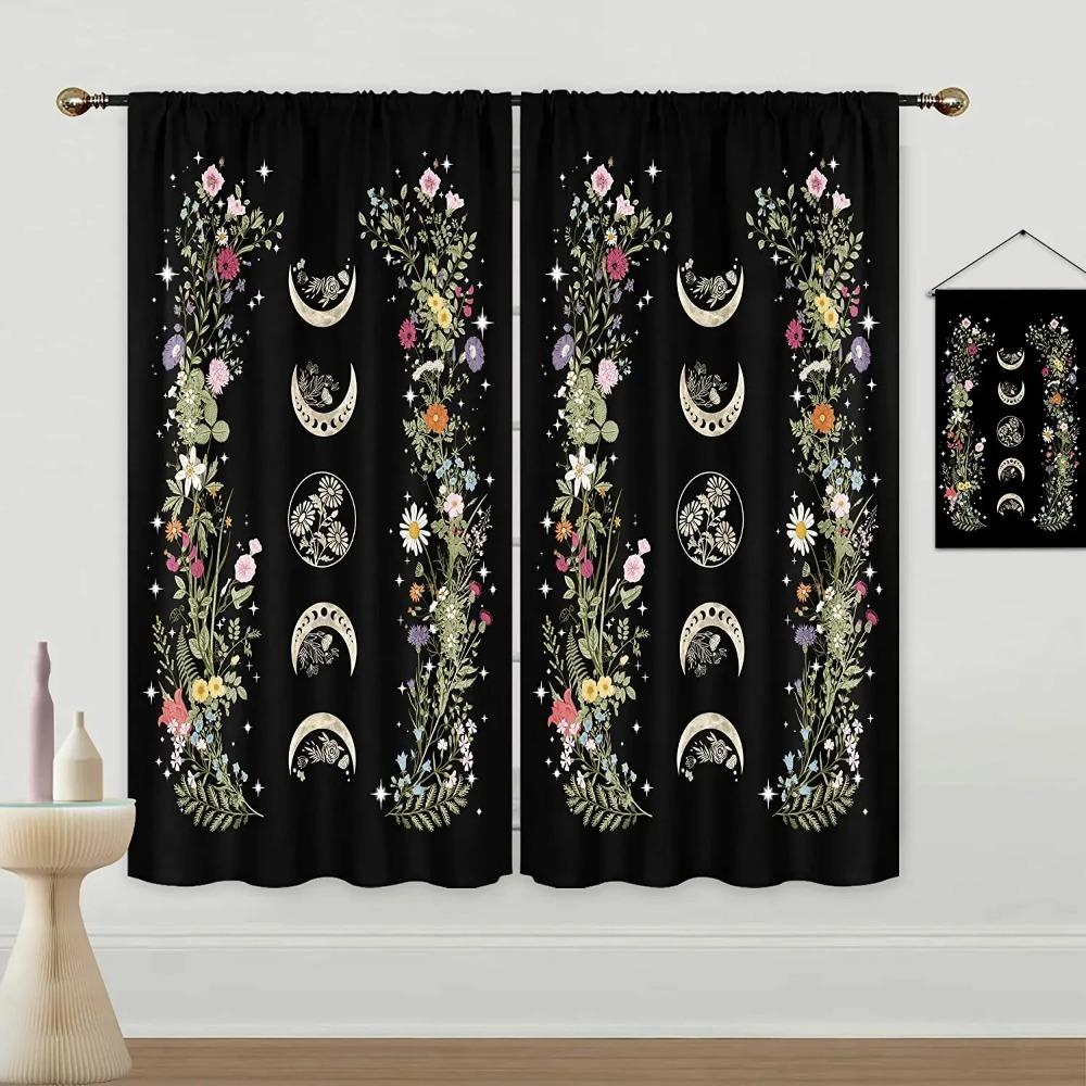 Witchy Gothic Aesthetic Spring Nature Curtain for Living Room Modern Curtains for Bedroom High Shading Drapes Kitchen Curtains
