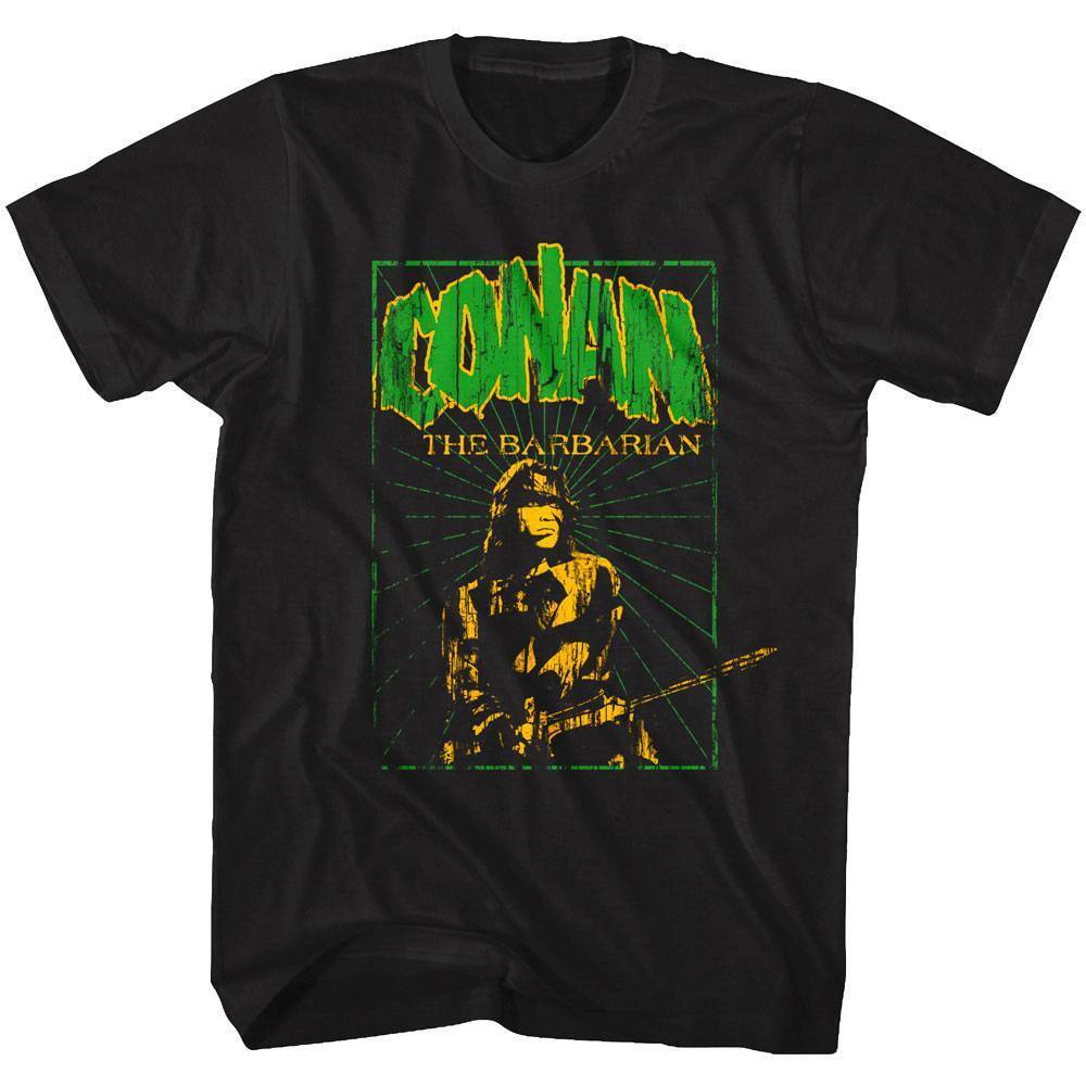 Conan the Barbarian Scratched Movie Poster Men T Shirt Arnie Schwarzenegger M