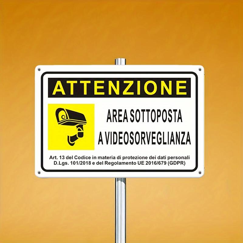 

Vintage-Style Reflective Video Surveillance Metal Sign - Wall-Mounted, 20.32x30.48 cm, Dual-Language English & Italian, Ideal fo 20x30cm（7.8x11.8inch）